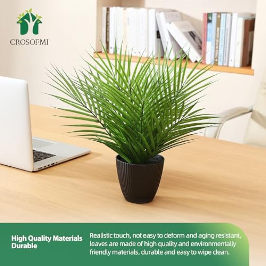 CROSOFMI Artificial Areca Palm Tree 35cm - Faux Tropical Plants (2 Pack)