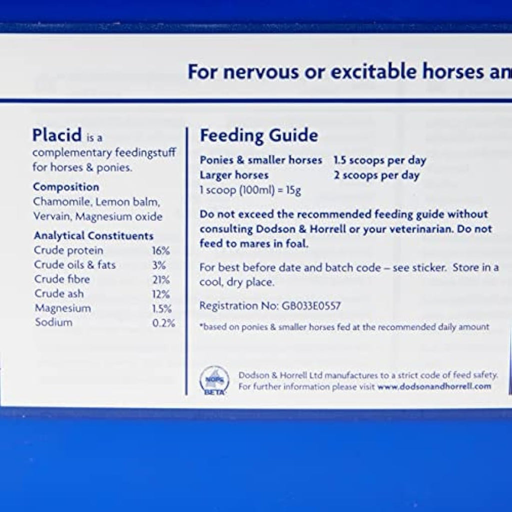 Dodson & Horrell Placid Horse Supplement - Calming Herbal Blend, 1kg