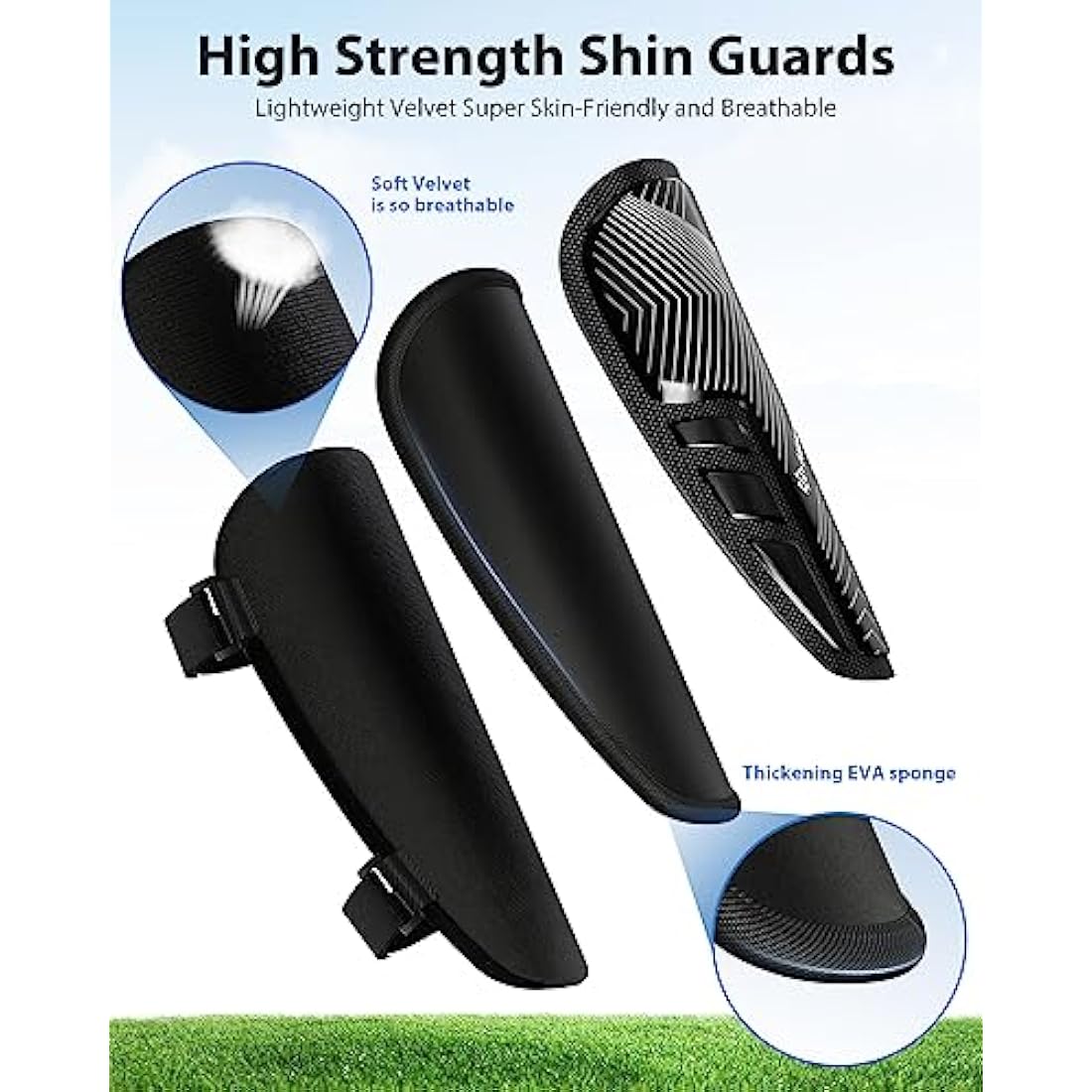 AirsFish Kids Football Shin Guards - CE Certified Soccer Shin Pads