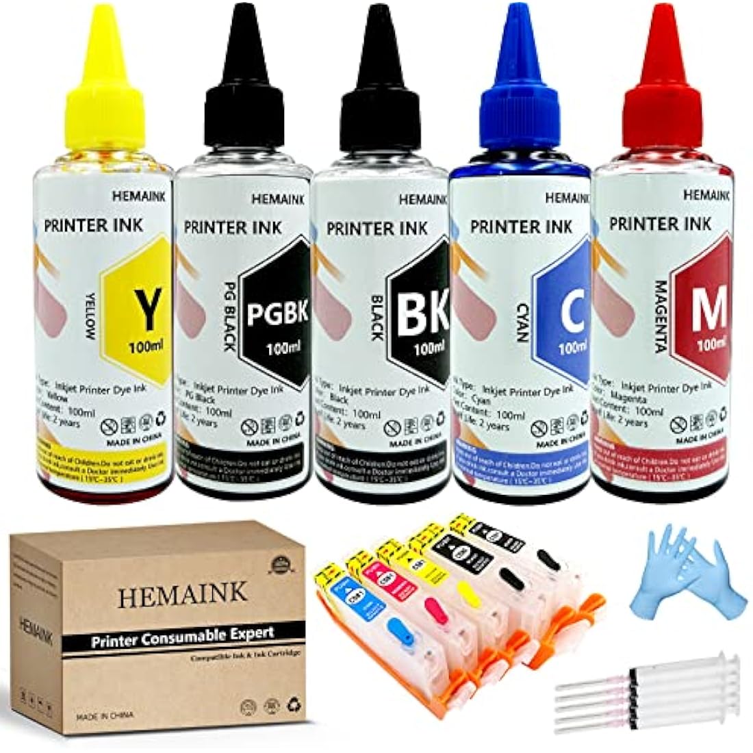 HEMAINK Refillable Ink Kit for Canon PGI-580 CLI-581 XXL Pixma Printers