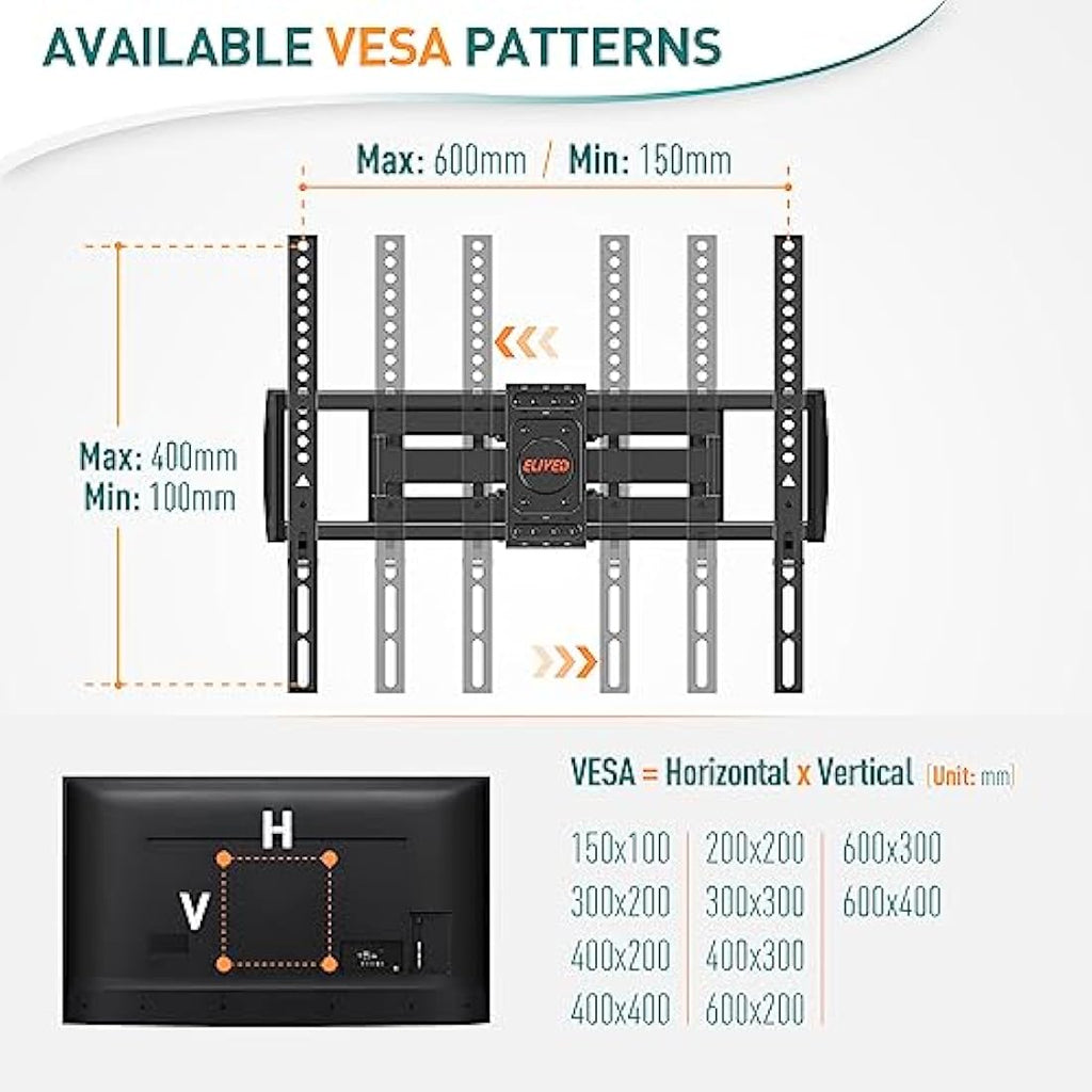 ELIVED Full Motion TV Wall Mount for 37-84 Inch TVs | Swivel & Tilt