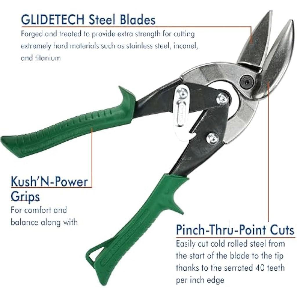 MIDWEST Right Cut Offset Aviation Snips – Forged Steel Tin Shears