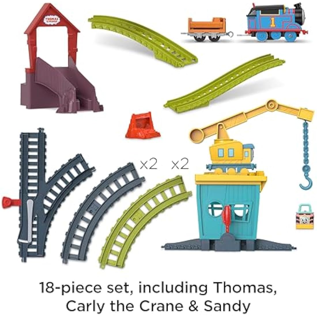 Thomas & Friends Motorized Train Set | Carly & Sandy 18-Piece Playset