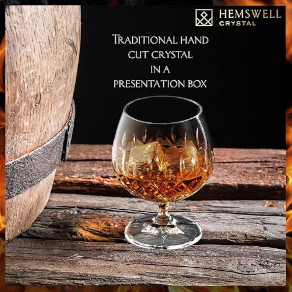 Hemswell Crystal Hand-Cut Brandy Glass | 250ml Cognac Snifter Gift Box