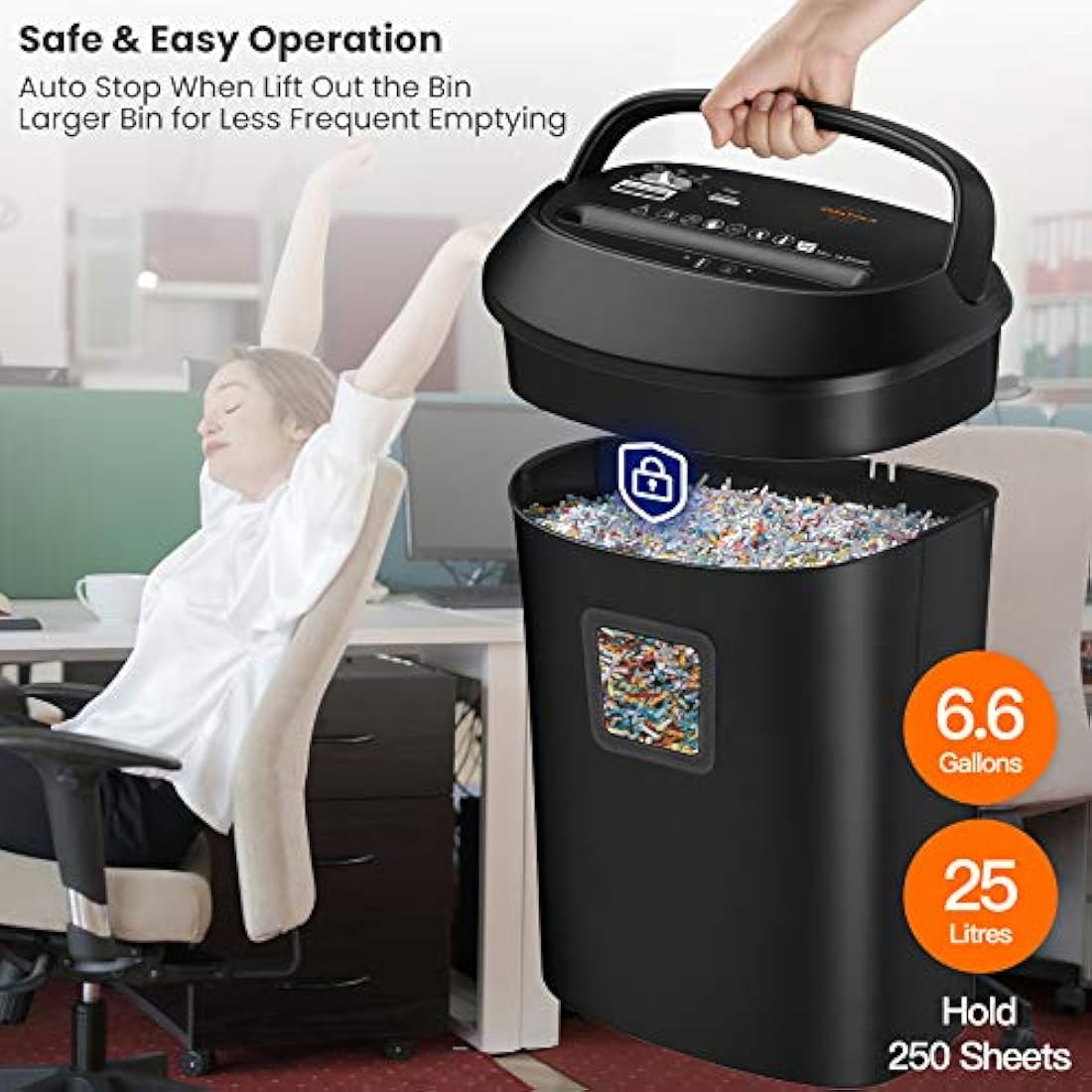 VidaTeco 14-Sheet Cross-Cut Paper Shredder – 25L Bin for Home Office
