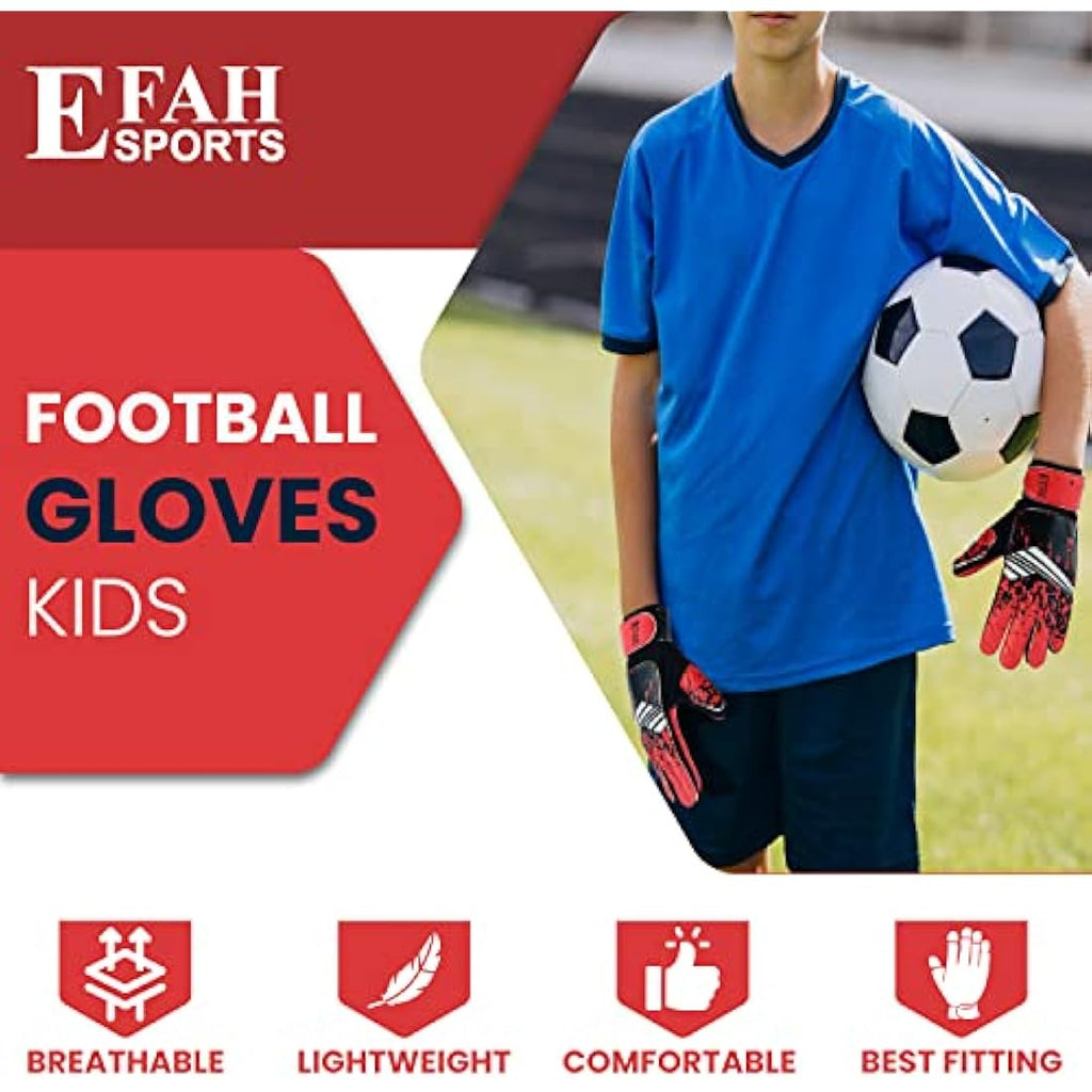 EFAH SPORTS Kids Soccer Goalkeeper Gloves – Youth Goalie Super Grip