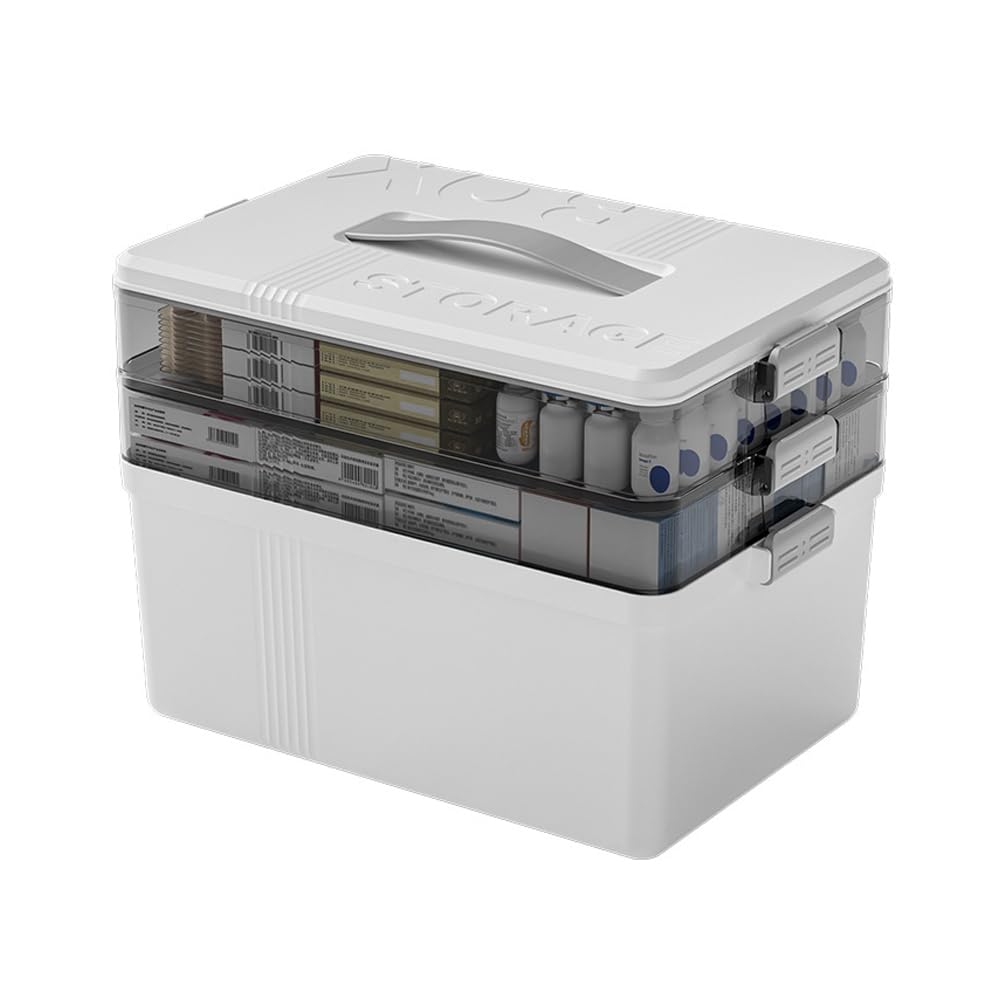 NUODWELL 3-Layer Medicine Storage Box | Portable Lockable First Aid Case