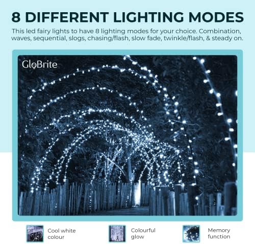 GloBrite 1000 LED Fairy Lights | Cool White Waterproof Outdoor String Lights