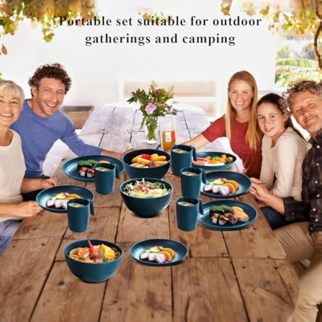 Kyraton 32-Piece Plastic Dinnerware Set | Unbreakable Camping Dishes for 8