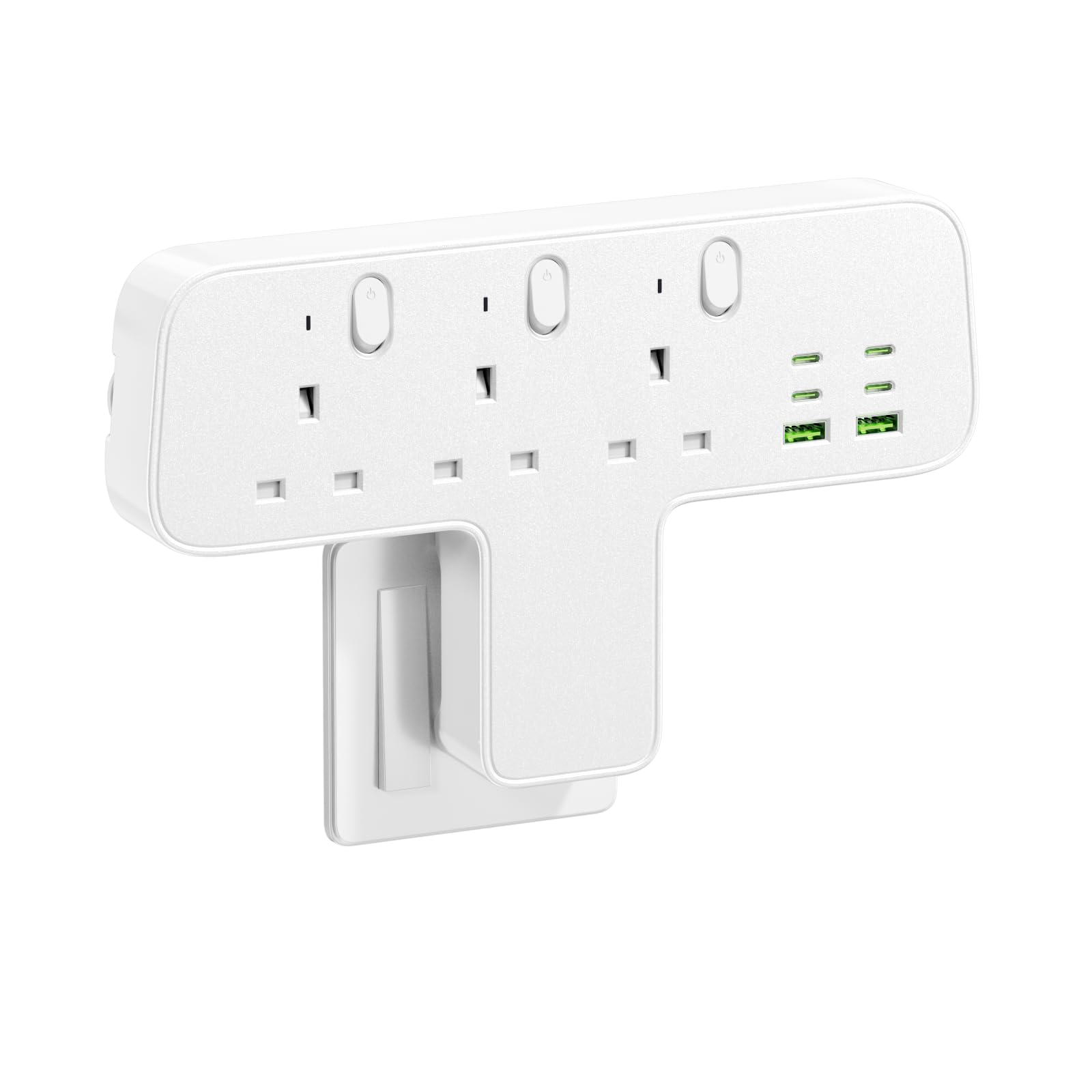 Banaplo 9-in-1 Multi Plug Adaptor | 3 Way UK Wall Socket with 6 USB Ports