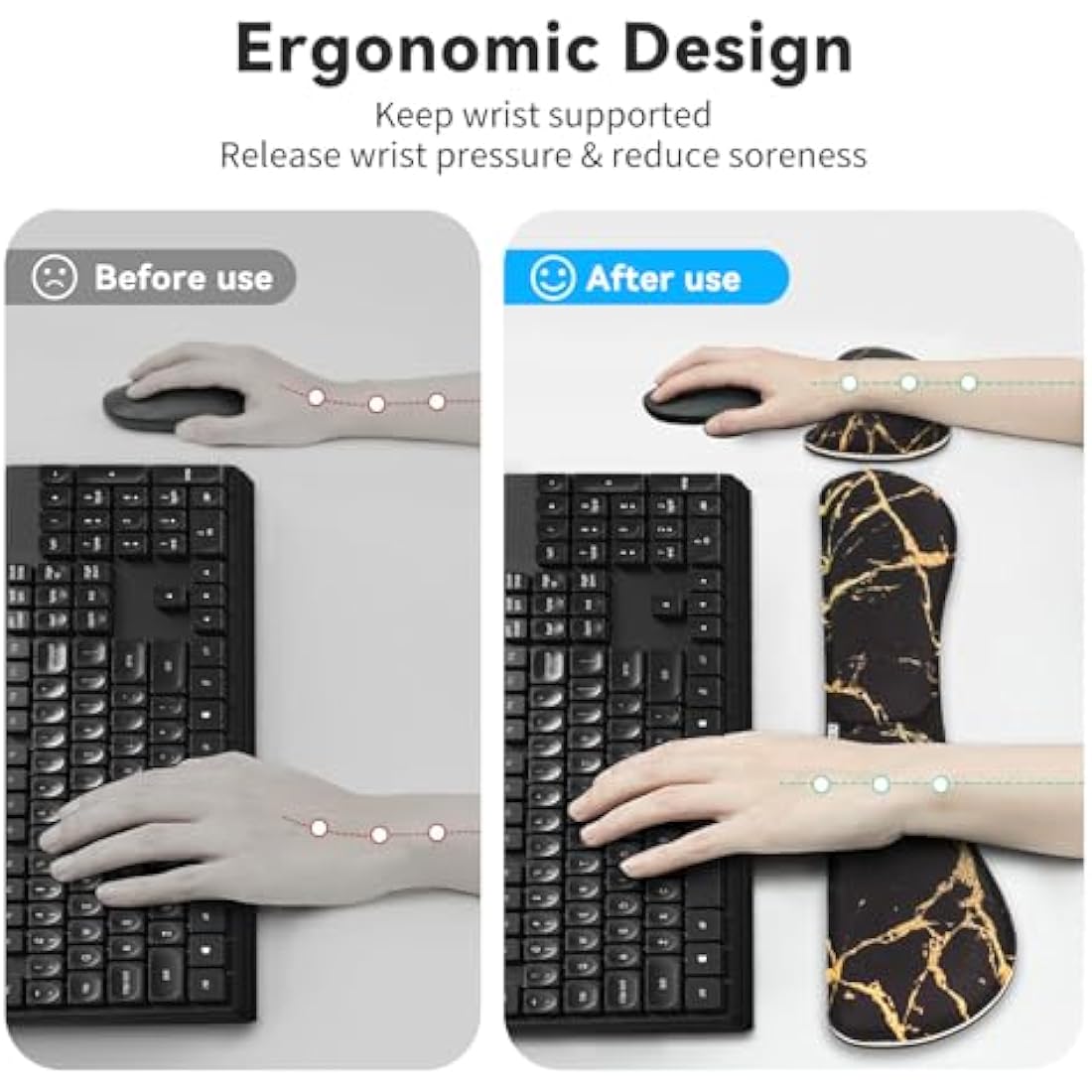 ZIBLY Ergonomic Keyboard and Mouse Wrist Rest Set – Memory Foam Support