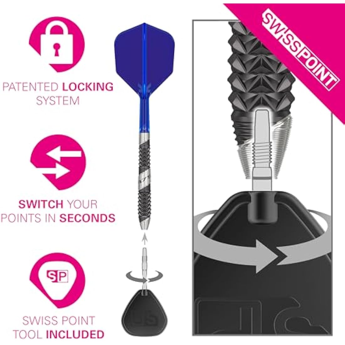 Target Darts 975 Ultra Marine 97.5% Tungsten Steel Tip Darts with K-Flex