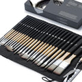 Artify 25-Piece Professional Paint Brush Set with Canvas Bag for Artists