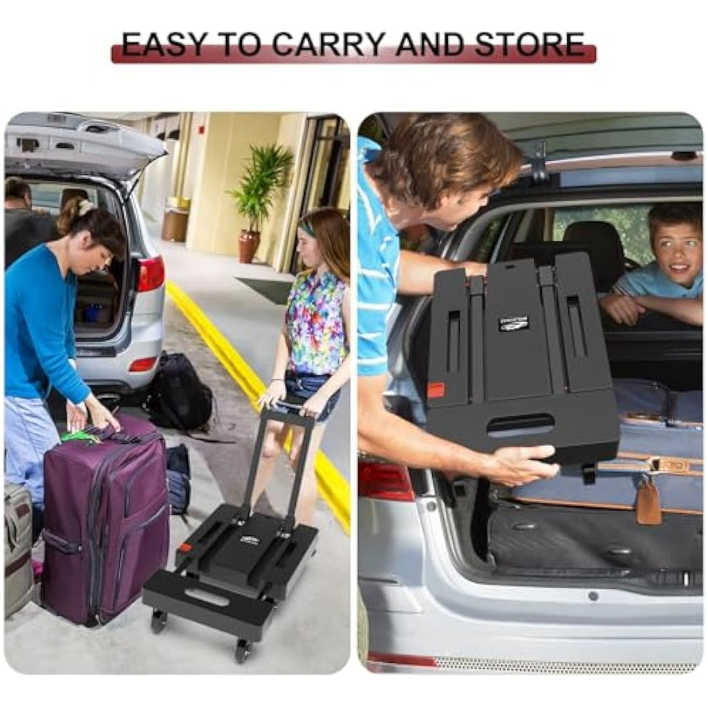 SOLEJAZZ Folding Hand Truck – 500lb Heavy Duty Portable Dolly with 6 Wheels