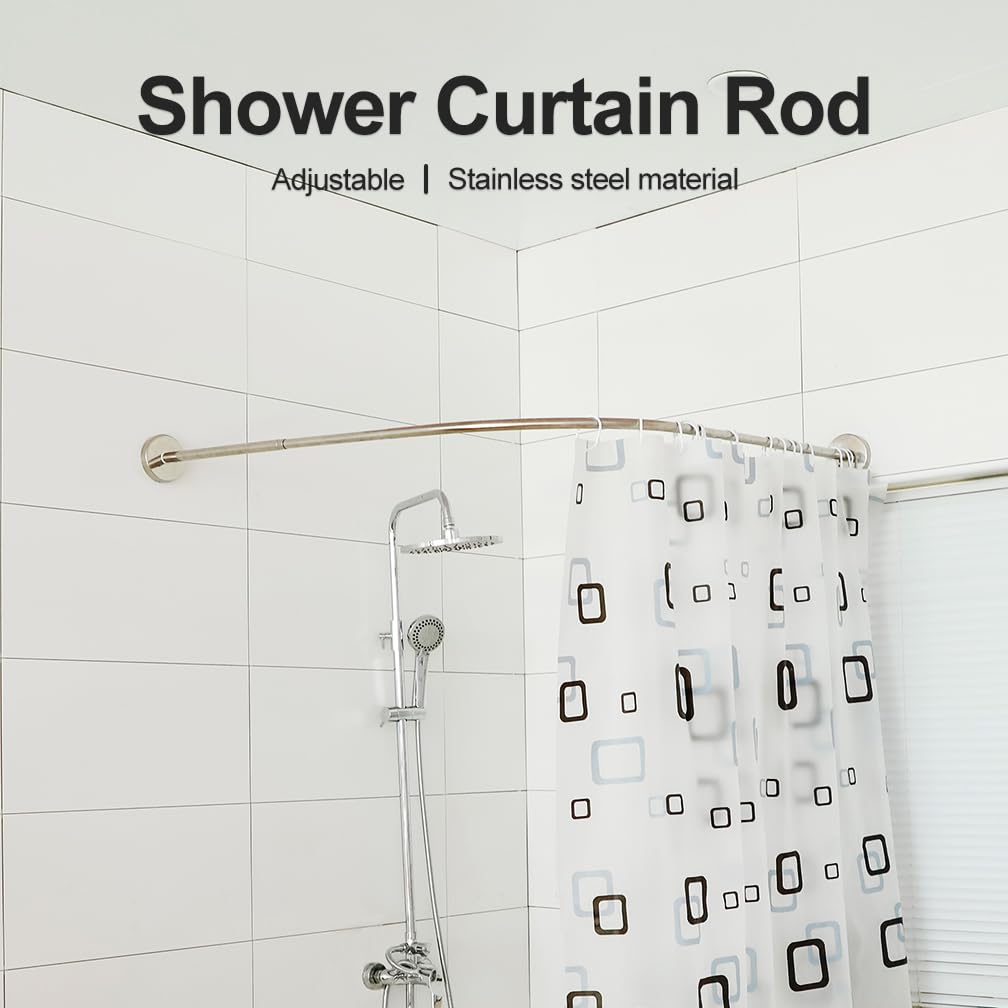 Hershii Curved Shower Curtain Rod Adjustable 70-95 cm x 70-95 cm