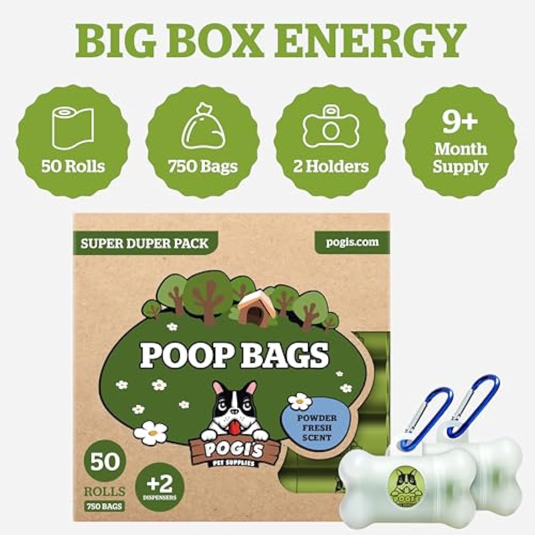 Pogi’s Biodegradable Dog Poo Bags – 750 Count Leak-Proof Scented Bags