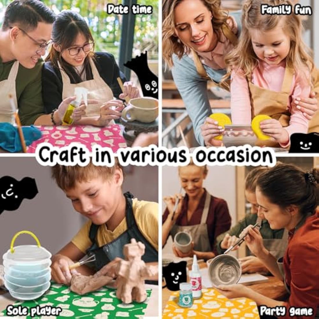 Jolof Store Air Dry Clay Pottery Kit for Beginners - 3.3lb Sculpting Set