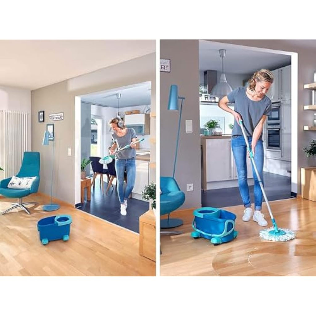 Leifheit Clean Twist Disc Mop Ergo Mobile Set | Wheeled Spin Mop