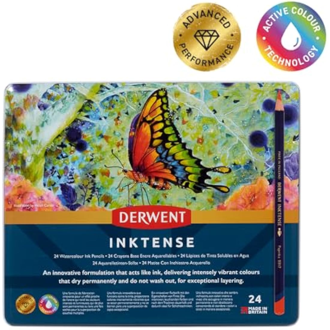 Derwent Inktense Permanent Watercolour Pencils - Set of 24 Tin