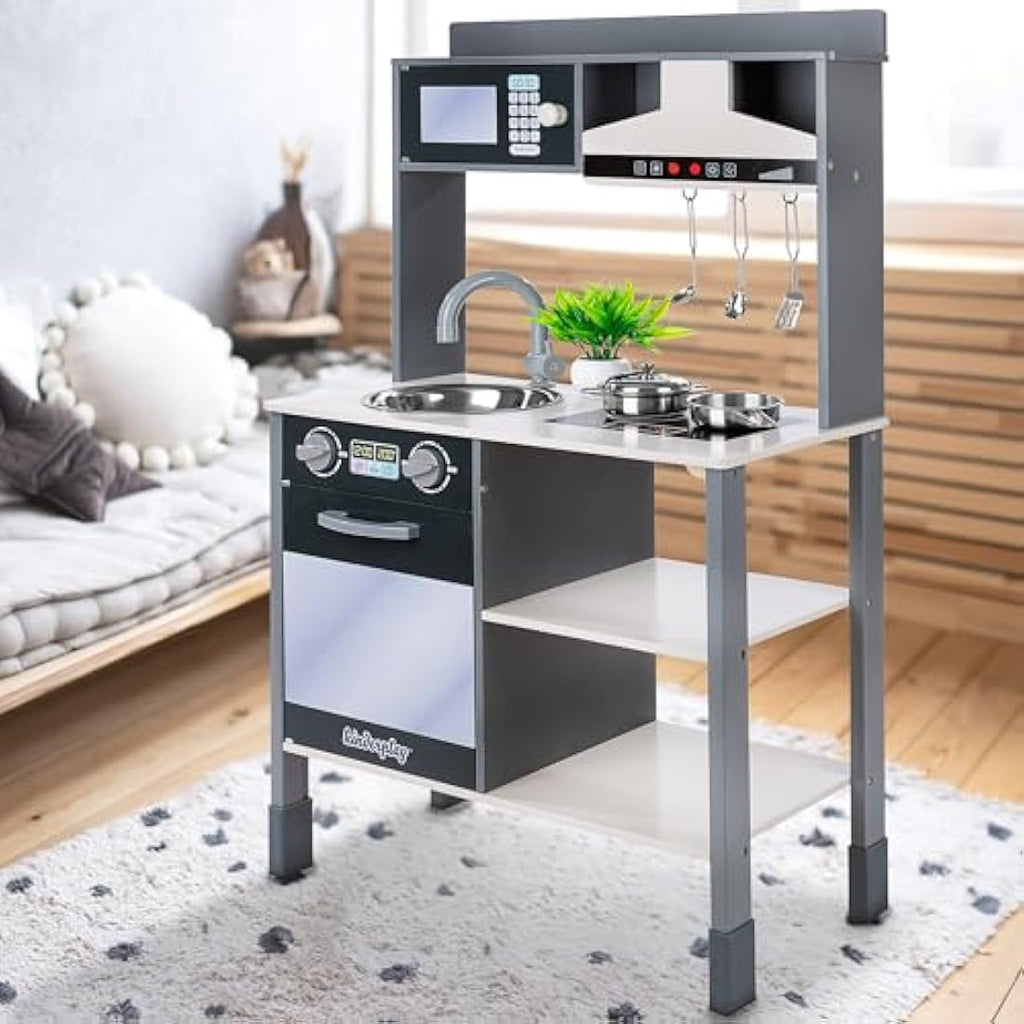 Kinderplay Wooden Toy Kitchen with Interactive Range Hood - GS0062