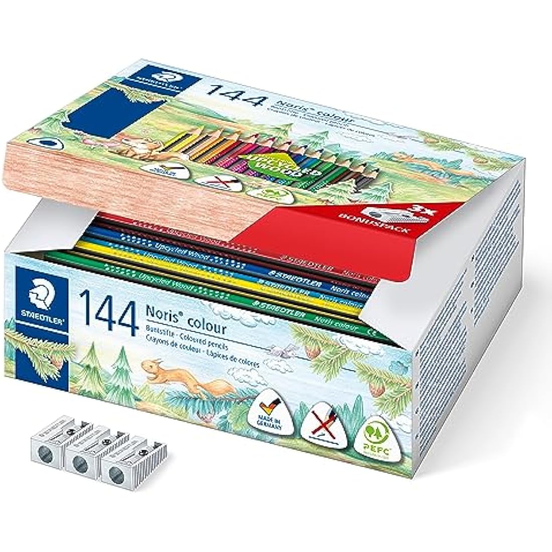 Staedtler Noris Colouring Pencils - 144 Pack Ergonomic Triangular Set