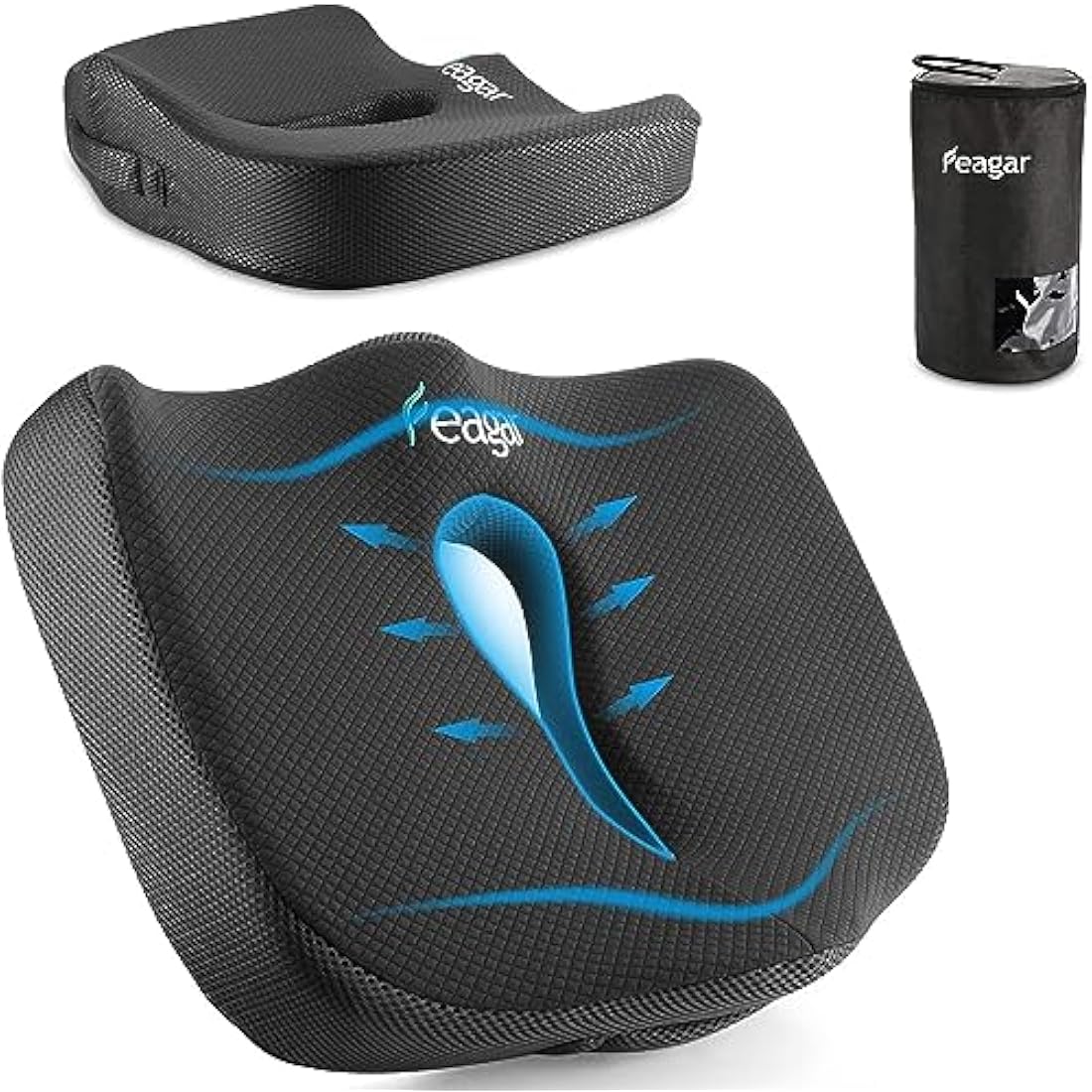 Feagar Orthopedic Memory Foam Seat Cushion for Sciatica & Tailbone Relief
