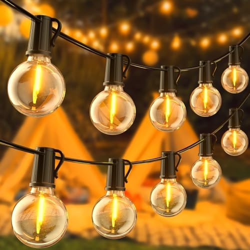 FIFlying 107ft Outdoor String Lights | 50+3 Shatterproof G40 LED Bulbs