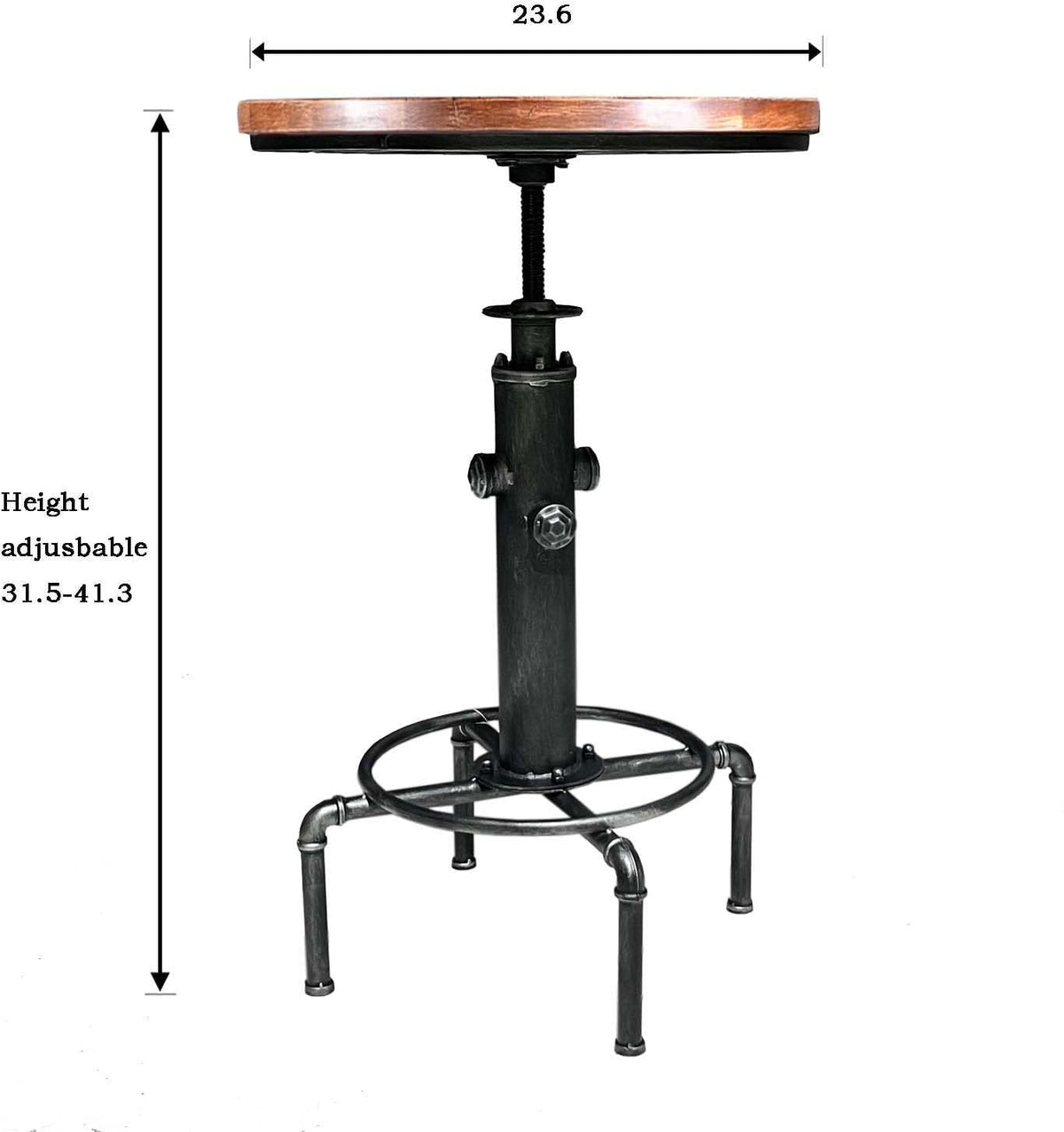 Topower Industrial Bar Table 31.5-41.3" Adjustable Pub Table Kitchen Dining Coffee Bistro Table Silver - image 2