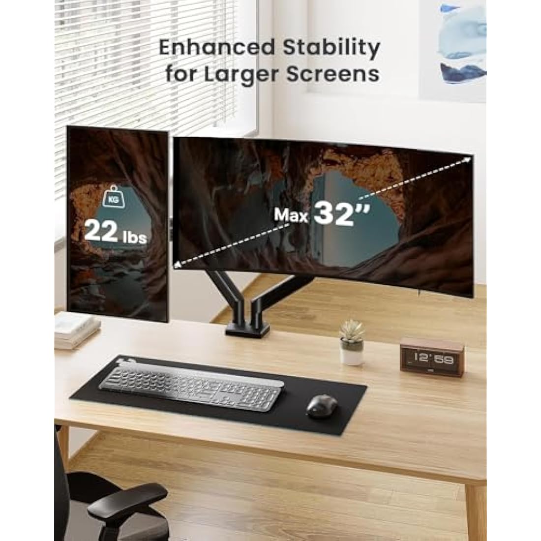 ErGear Dual Monitor Arm Desk Mount | 17–32 Inch Screens | VESA 75/100mm