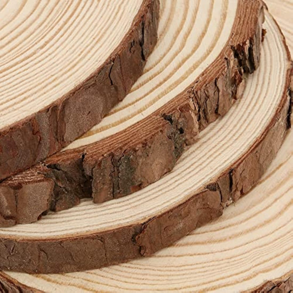 MUKLEI 10 PCS Natural Pine Wood Slices – 18-20cm Unfinished Wood Discs