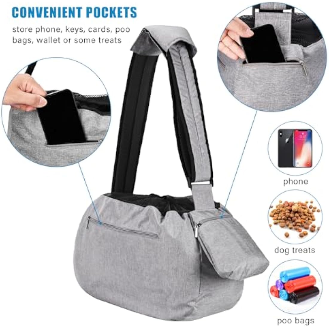 Ownpets Pet Sling Carrier – Hands-Free Adjustable Dog & Cat Travel Bag