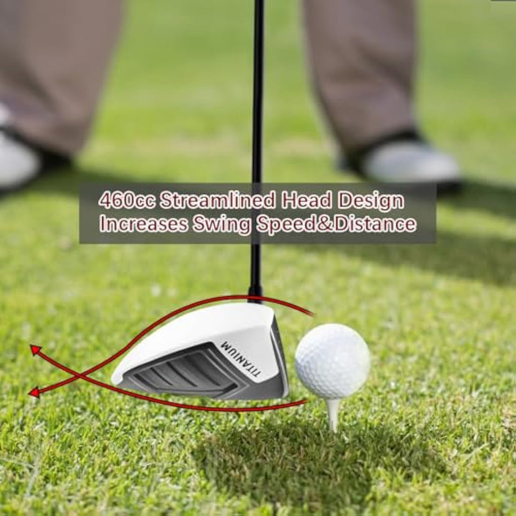 MAZEL Titanium Golf Driver for Men | 460CC High Launch Graphite Shaft