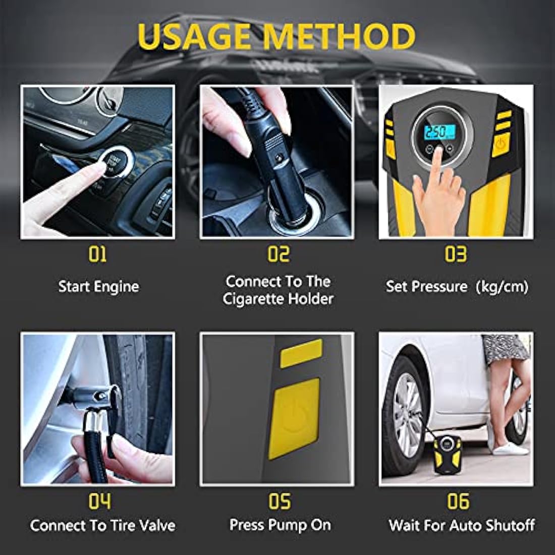 SYTUNG Digital Tyre Inflator – 12V Portable Air Compressor with LED