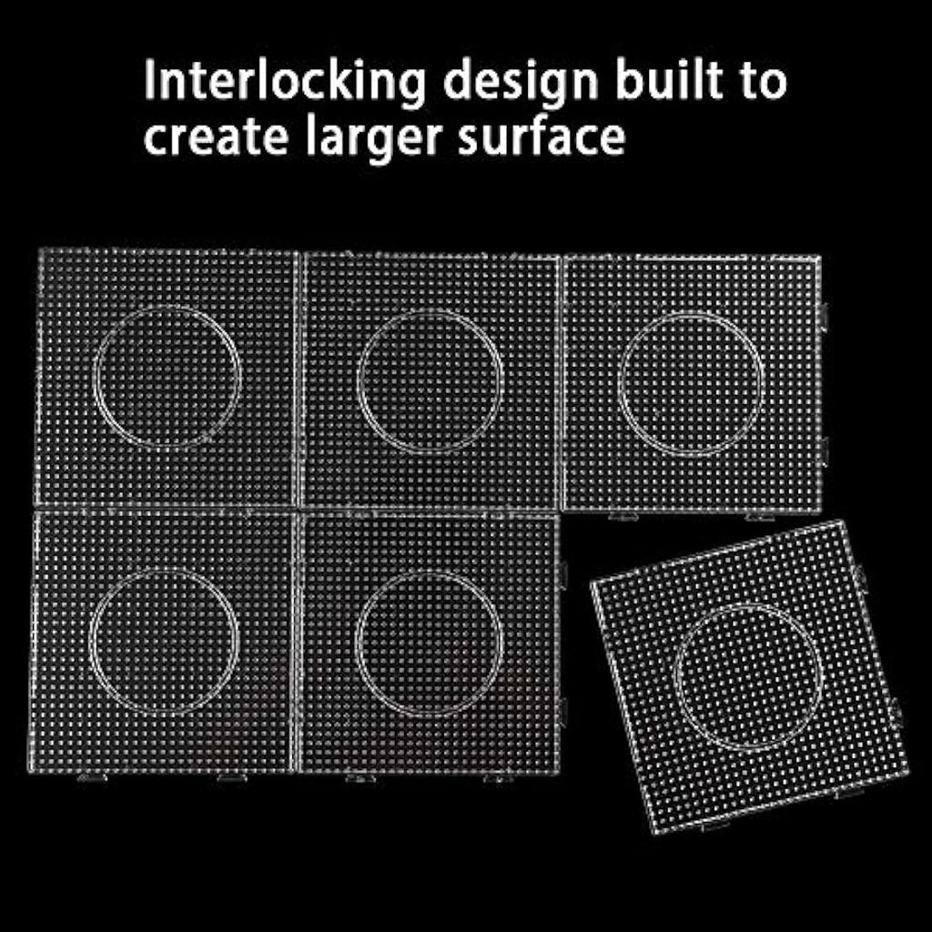 Jolof Store 5mm Fuse Bead Boards - 6 Large Square Pegboards with Tweezers
