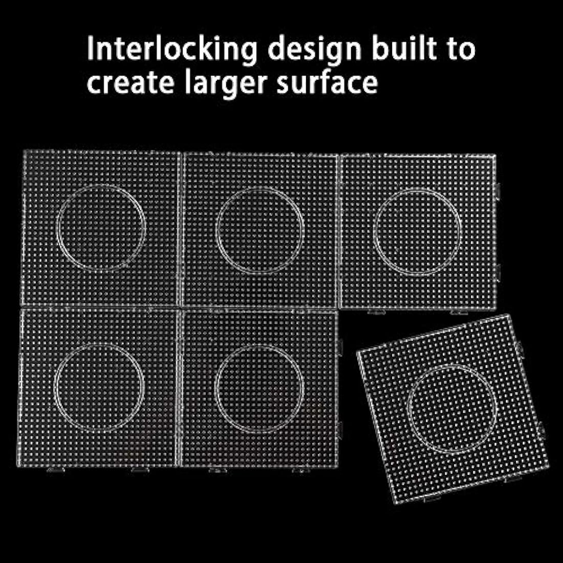 Jolof Store 5mm Fuse Bead Boards - 6 Large Square Pegboards with Tweezers