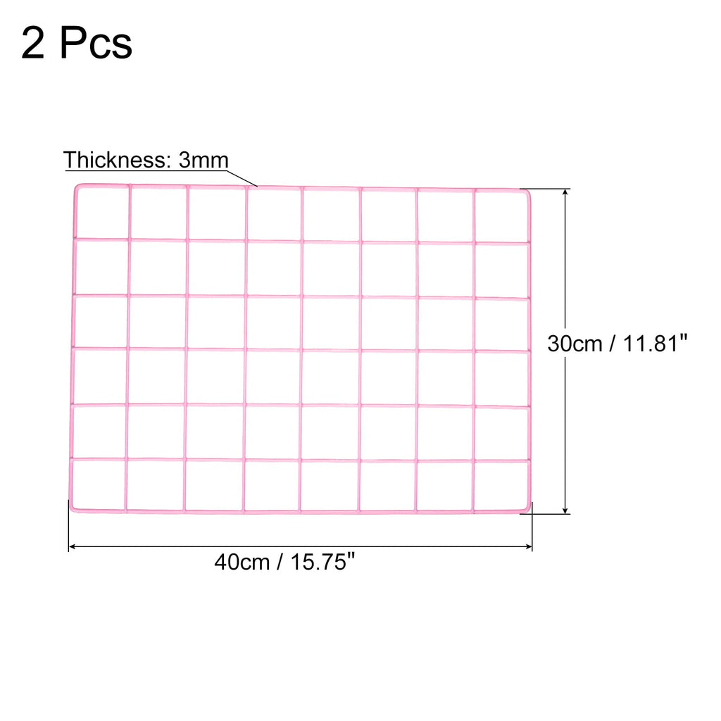 PATIKIL 16"x12" Wire Grid Panel, 2 Pack Wall Grid Decorative Panels Board Photo Pictures Display Decor Hanging Organizer for Home Office, Pink