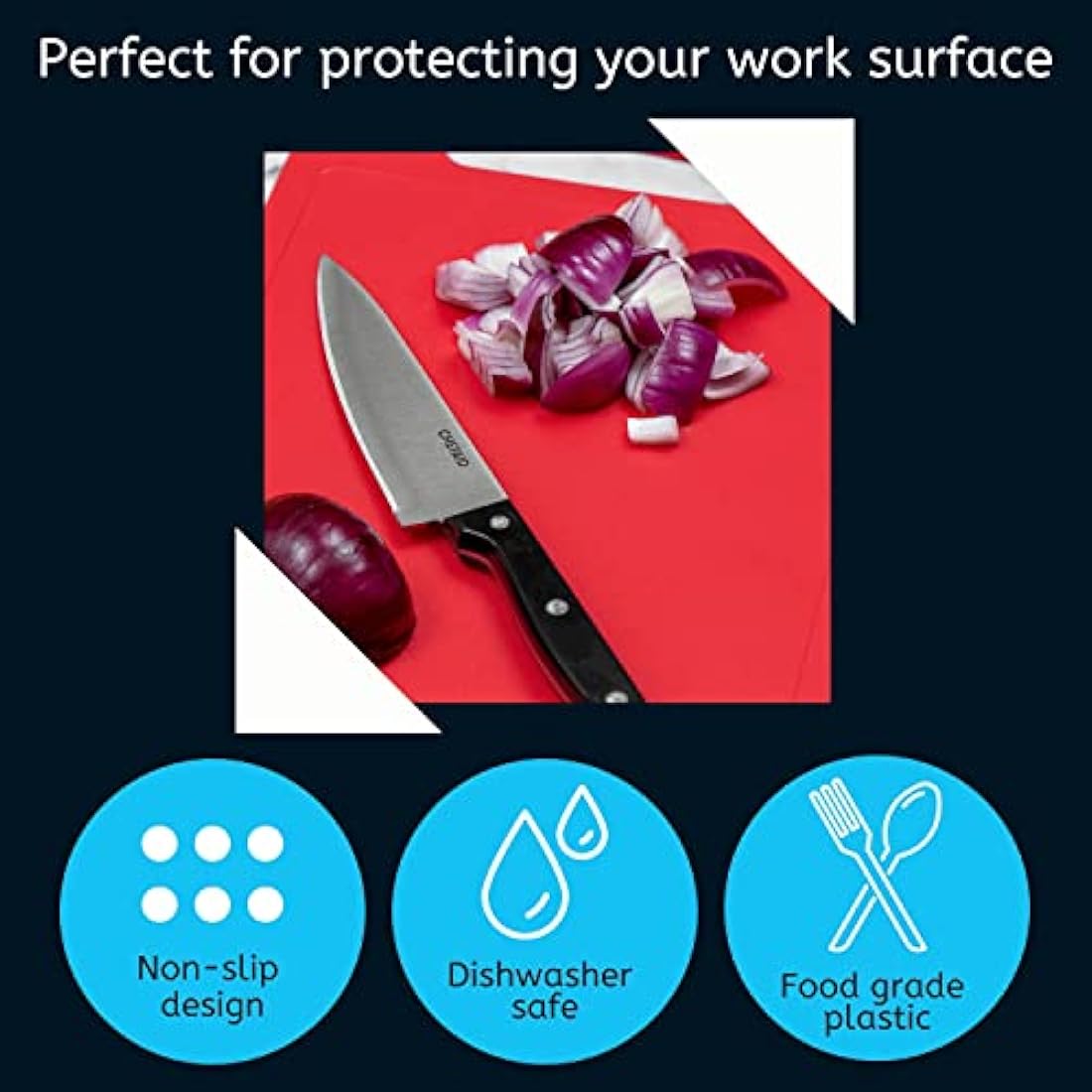 Chef Aid Colour-Coded Chopping Board Set | Non-Slip Cutting Boards, 4 Pack