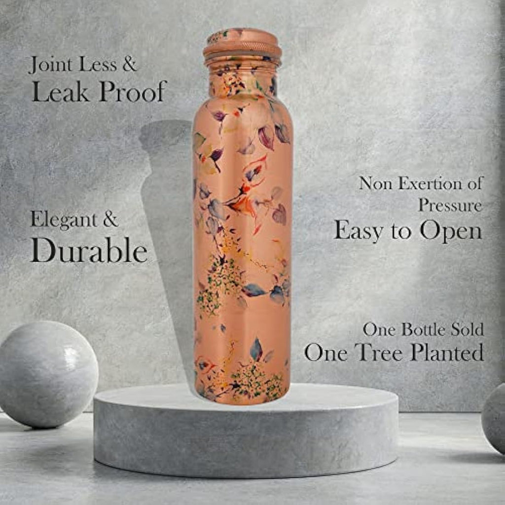 Printed Copper Water Bottle – 1L Leak Proof & BPA Free