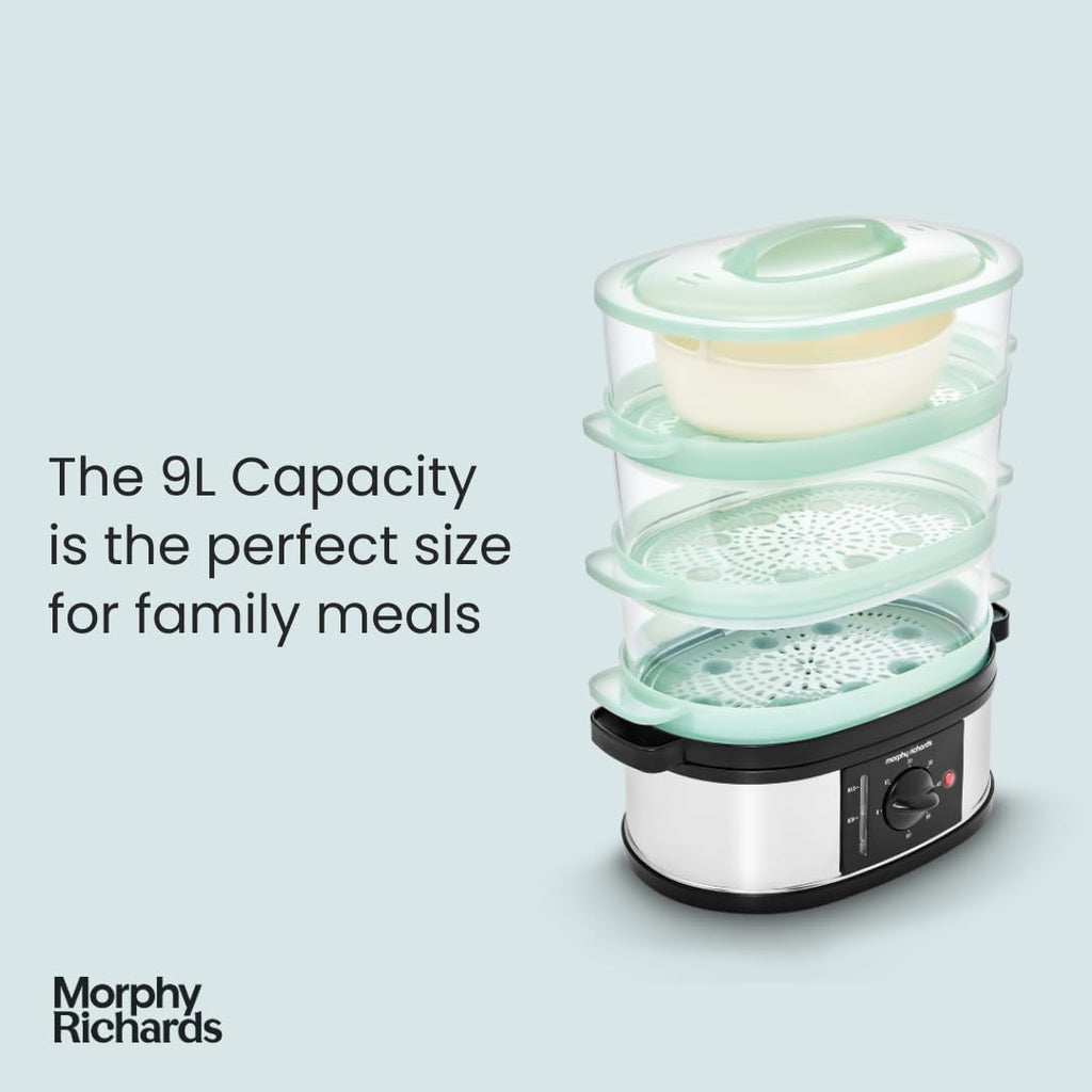Morphy Richards 3 Tier Food Steamer | 9L Stainless Steel 750W