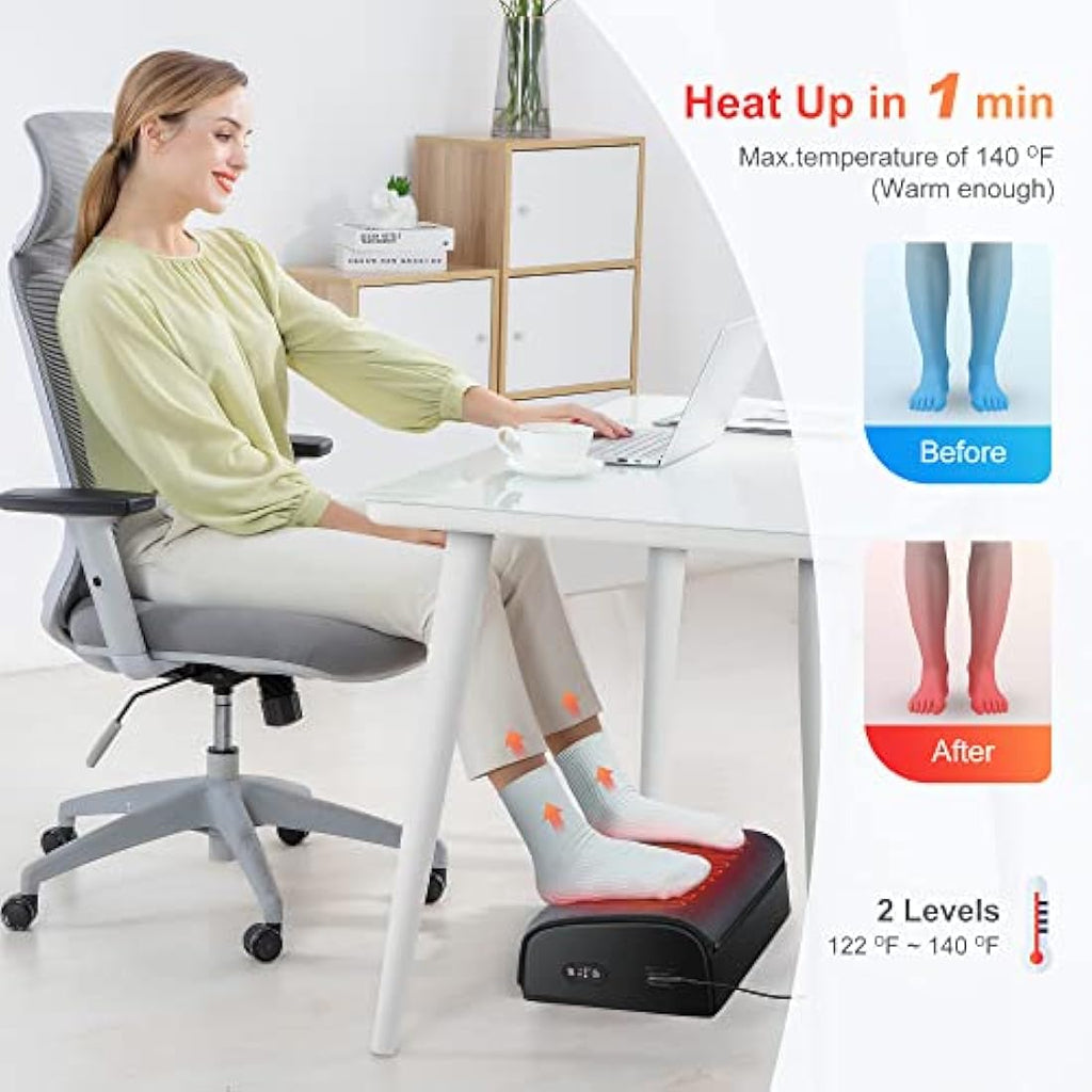 Comfier Heated Foot Rest | Ergonomic Memory Foam Under Desk Foot Warmer