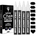AOSUCO White Liquid Chalk Markers - 4 Pack with Reversible Tips & 45 Labels