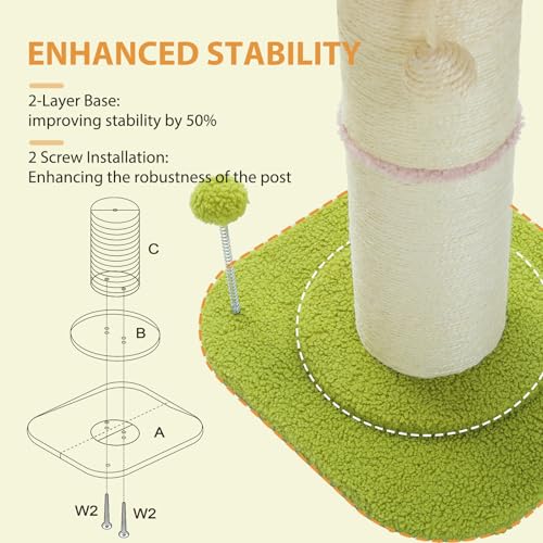 PAWZ Road Tall Cat Scratching Post with Plush Bed and Sisal Rope – Grey