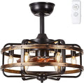 IZOWE 48cm Industrial Caged Ceiling Fan with Light | 3-Speed Reversible