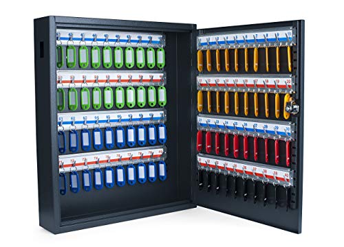 PAVO Deluxe Metal Key Cabinet – 80 Key Capacity – Modern Dark Grey