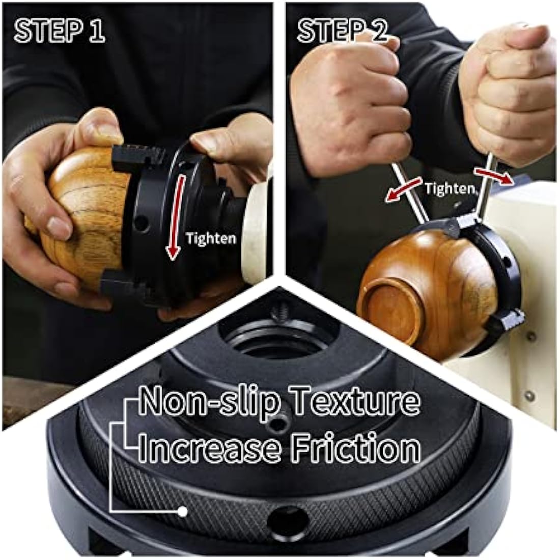 DEEFIINE 4 Inch Wood Lathe Chuck Set | Self Centering 4 Jaw Wood Turning