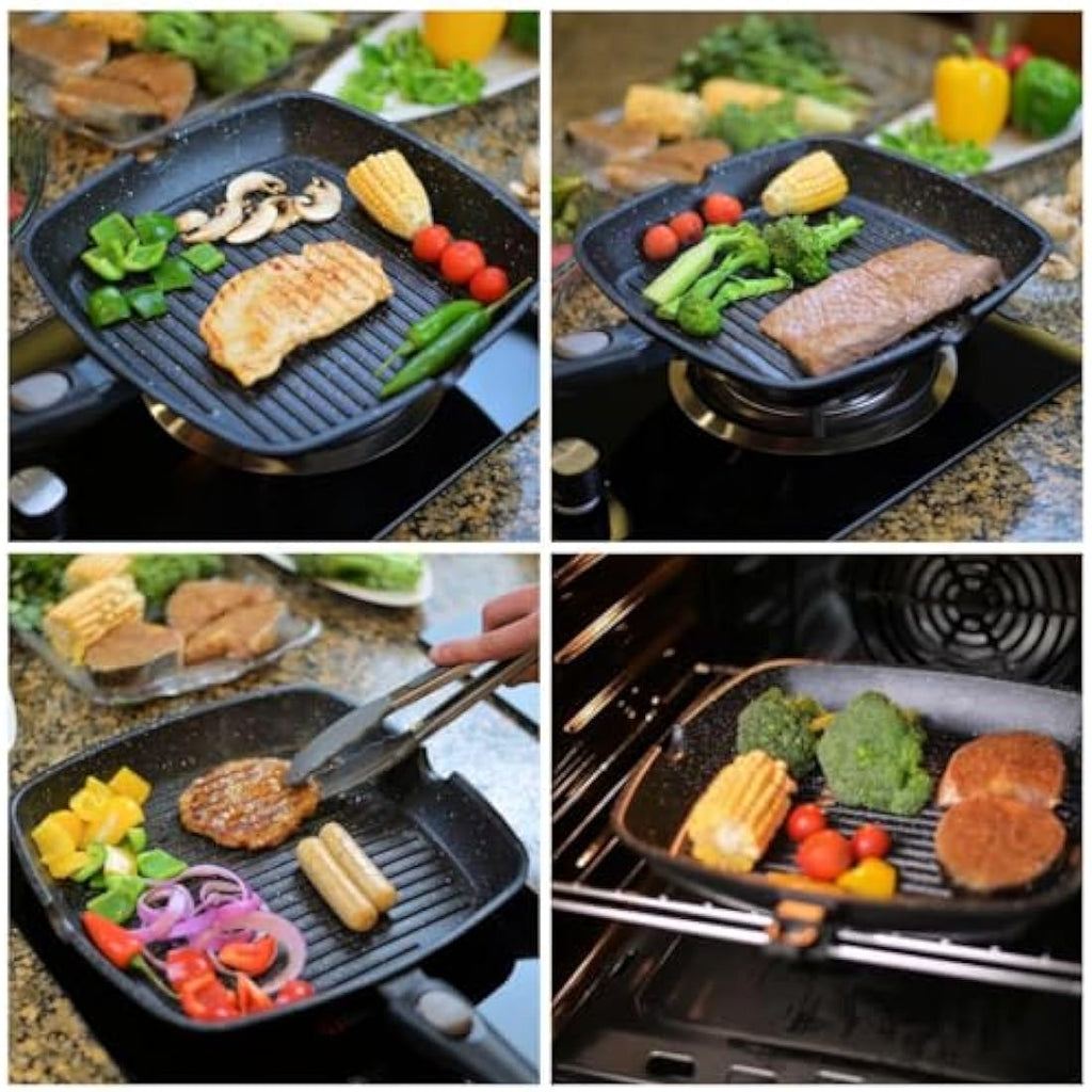 Chef Wonderful Non-Stick Griddle Pan - 28cm Induction Steak Pan with Handle