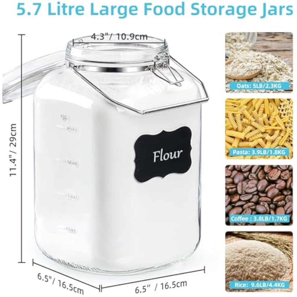 Absovetu 5.7L Airtight Glass Storage Jar | Wide Mouth Mason Jar with Handle