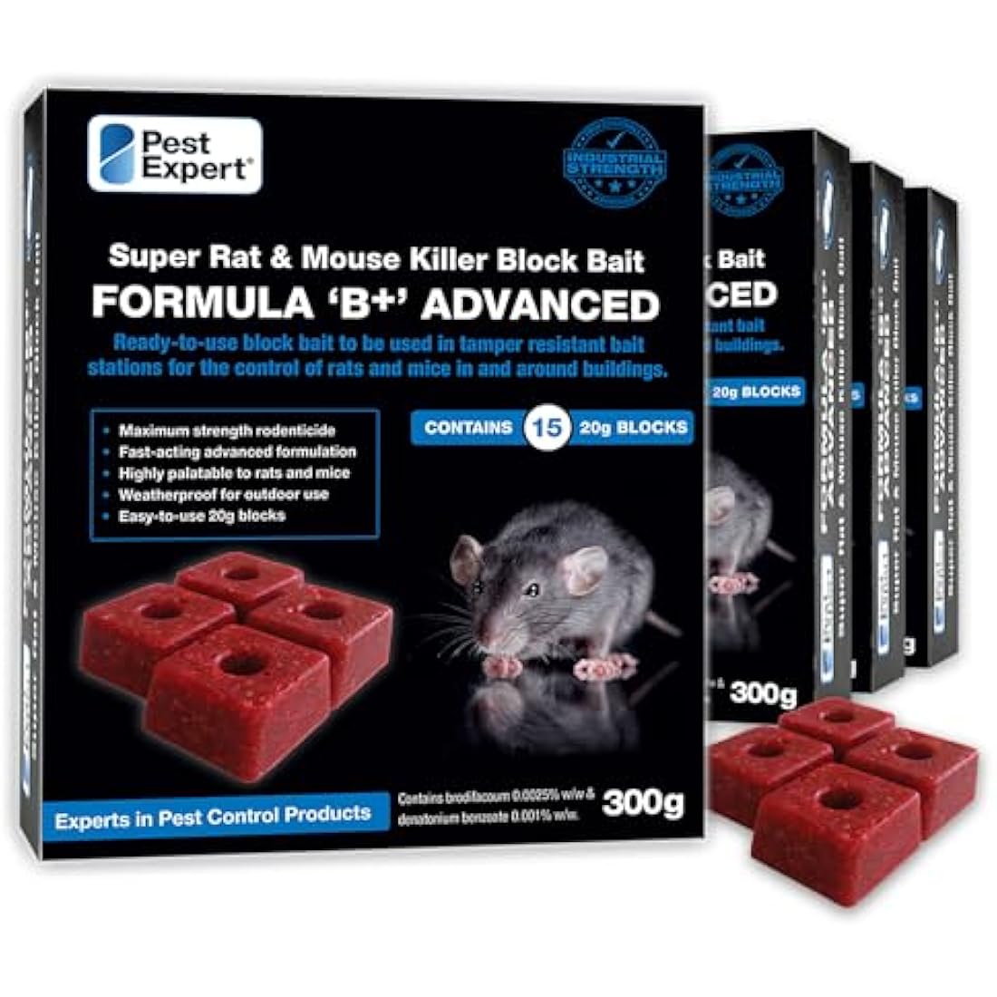 Pest Expert Rat & Mouse Poison Bait Blocks – 1.2kg Weatherproof Rodenticide