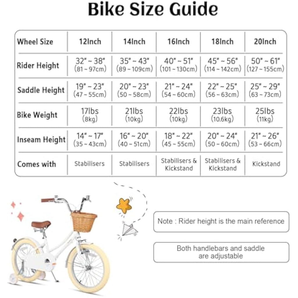 Glerc Little Molly 18 Inch Kids Retro Girls Bike with Wicker Basket