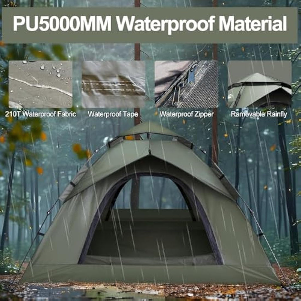 Mimajor Pop Up Camping Tent | 2-3 Person Waterproof Instant Dome Tent